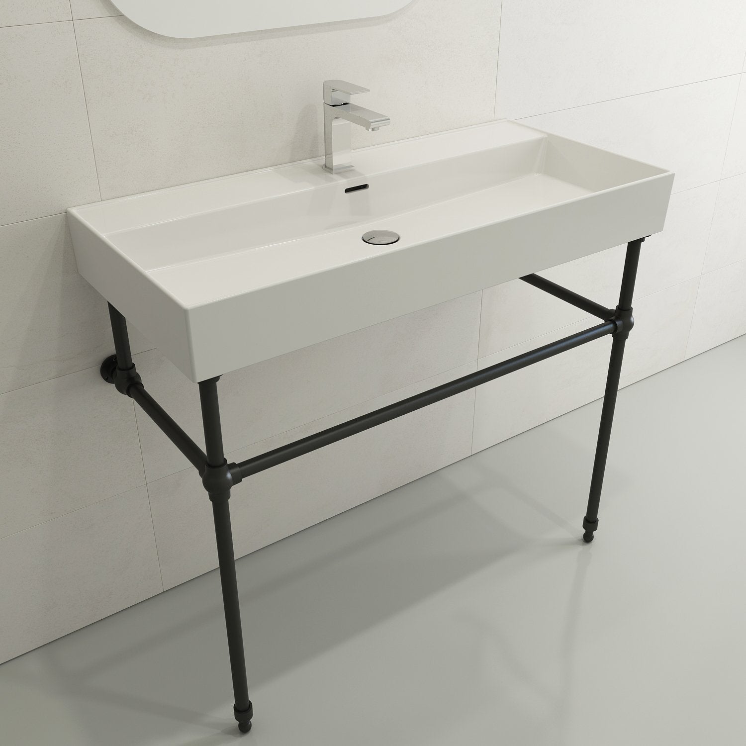 Milano Wall-Mounted Sink Fireclay  39.75 in. 1-Hole with Overflow 1378