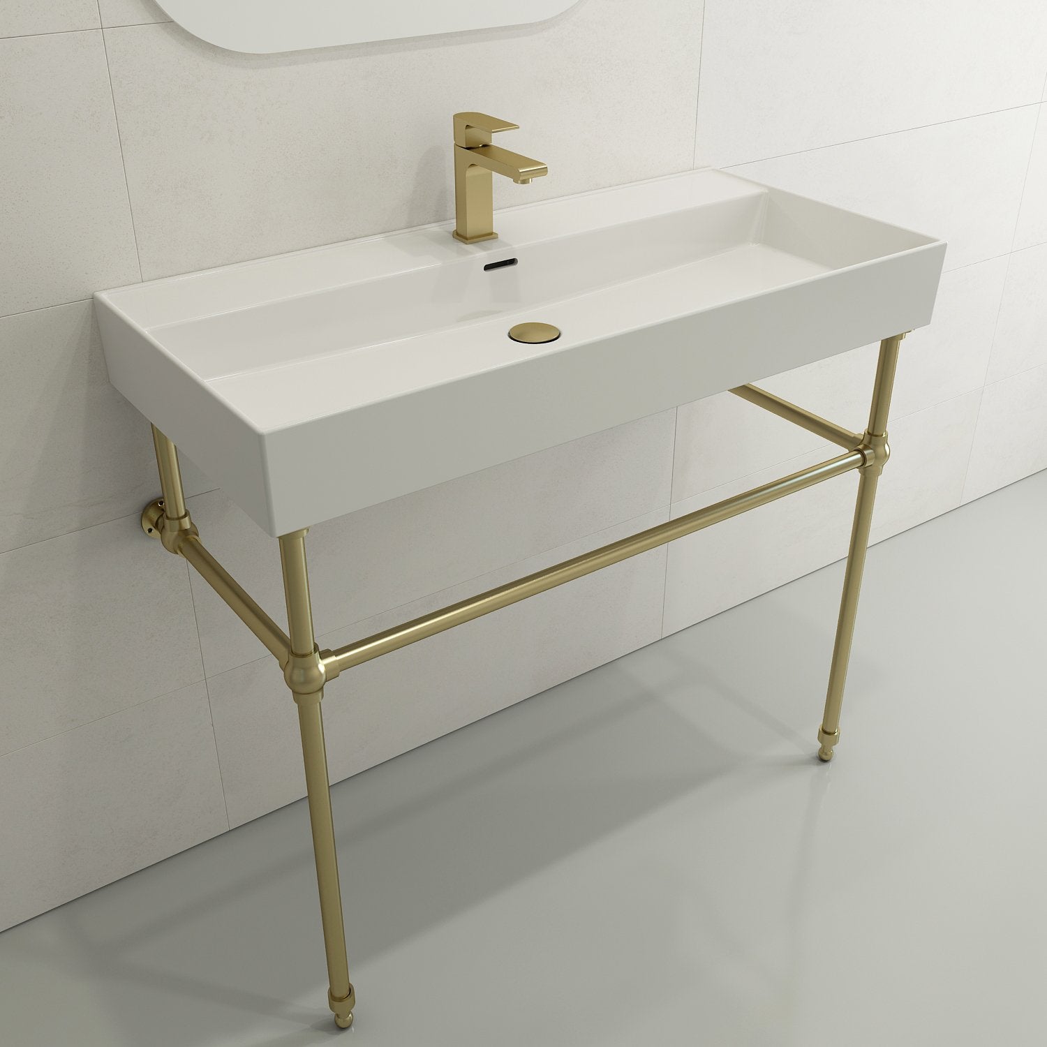 Milano Wall-Mounted Sink Fireclay  39.75 in. 1-Hole with Overflow 1378