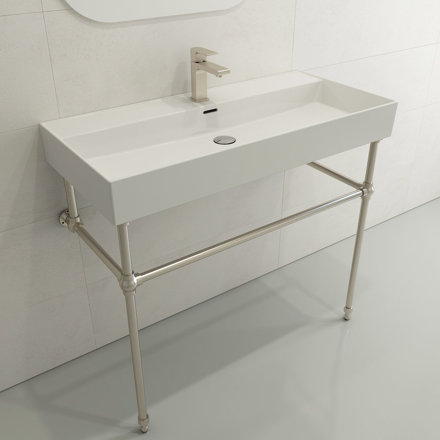 Milano Wall-Mounted Sink Fireclay  39.75 in. 1-Hole with Overflow 1378