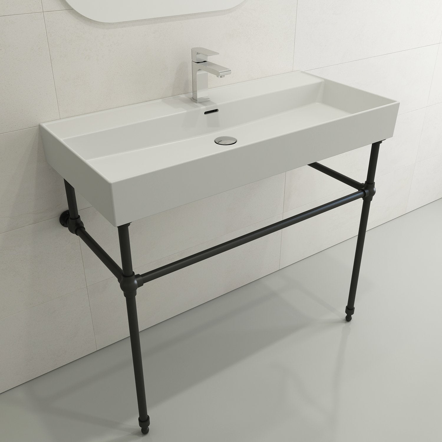 Milano Wall-Mounted Sink Fireclay  39.75 in. 1-Hole with Overflow 1378