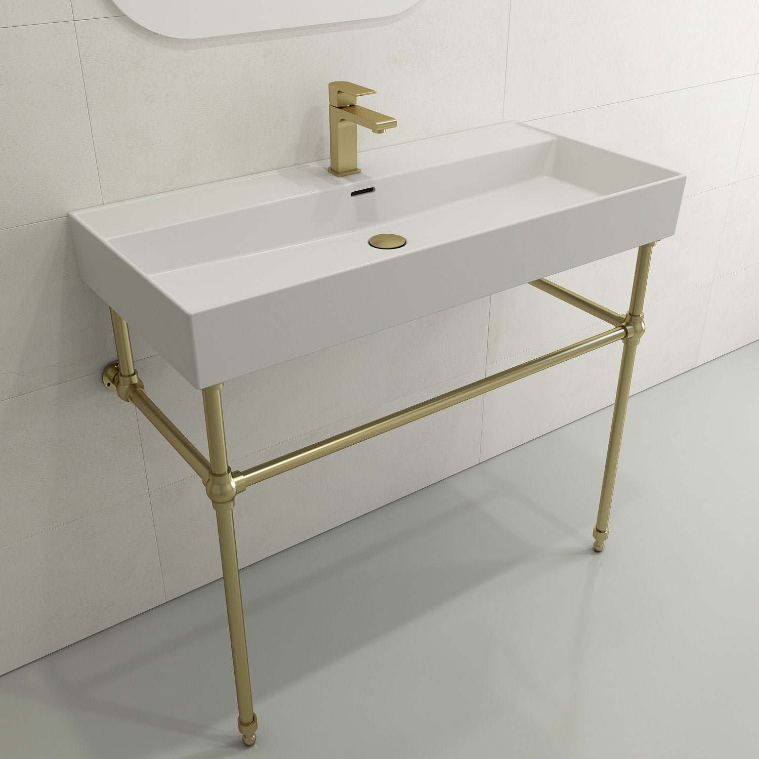 Milano Wall-Mounted Sink Fireclay  39.75 in. 1-Hole with Overflow 1378