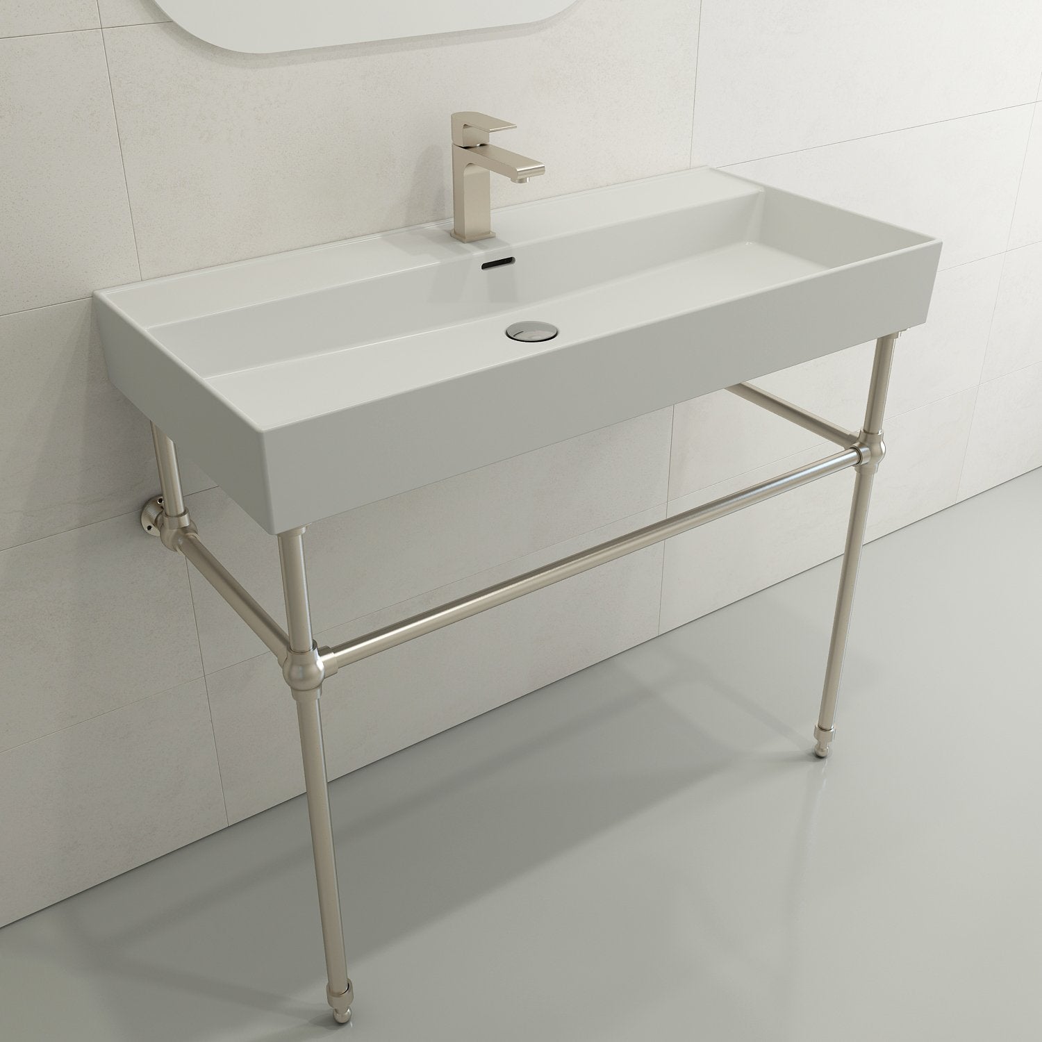 Milano Wall-Mounted Sink Fireclay  39.75 in. 1-Hole with Overflow 1378