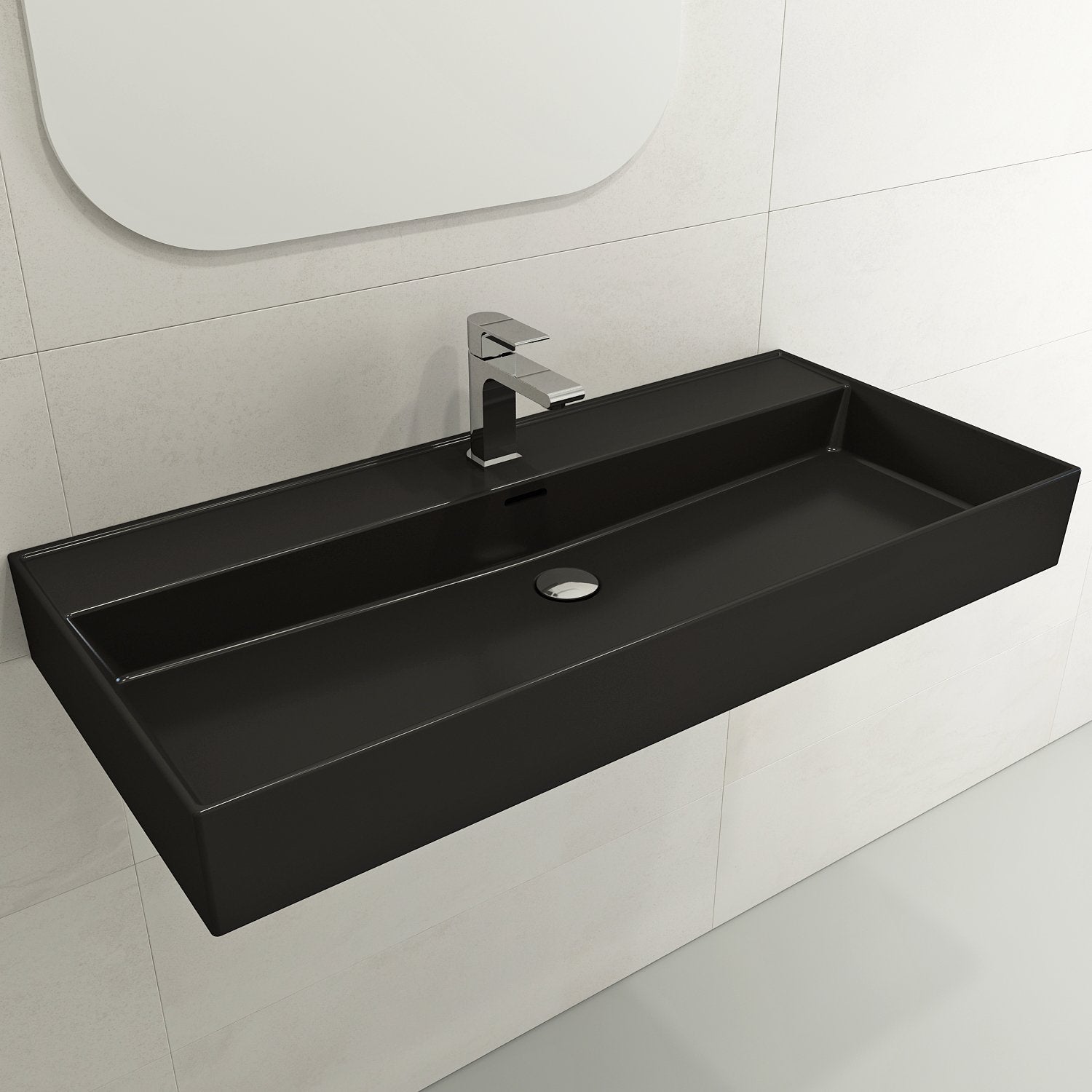 Milano Wall-Mounted Sink Fireclay  39.75 in. 1-Hole with Overflow 1378