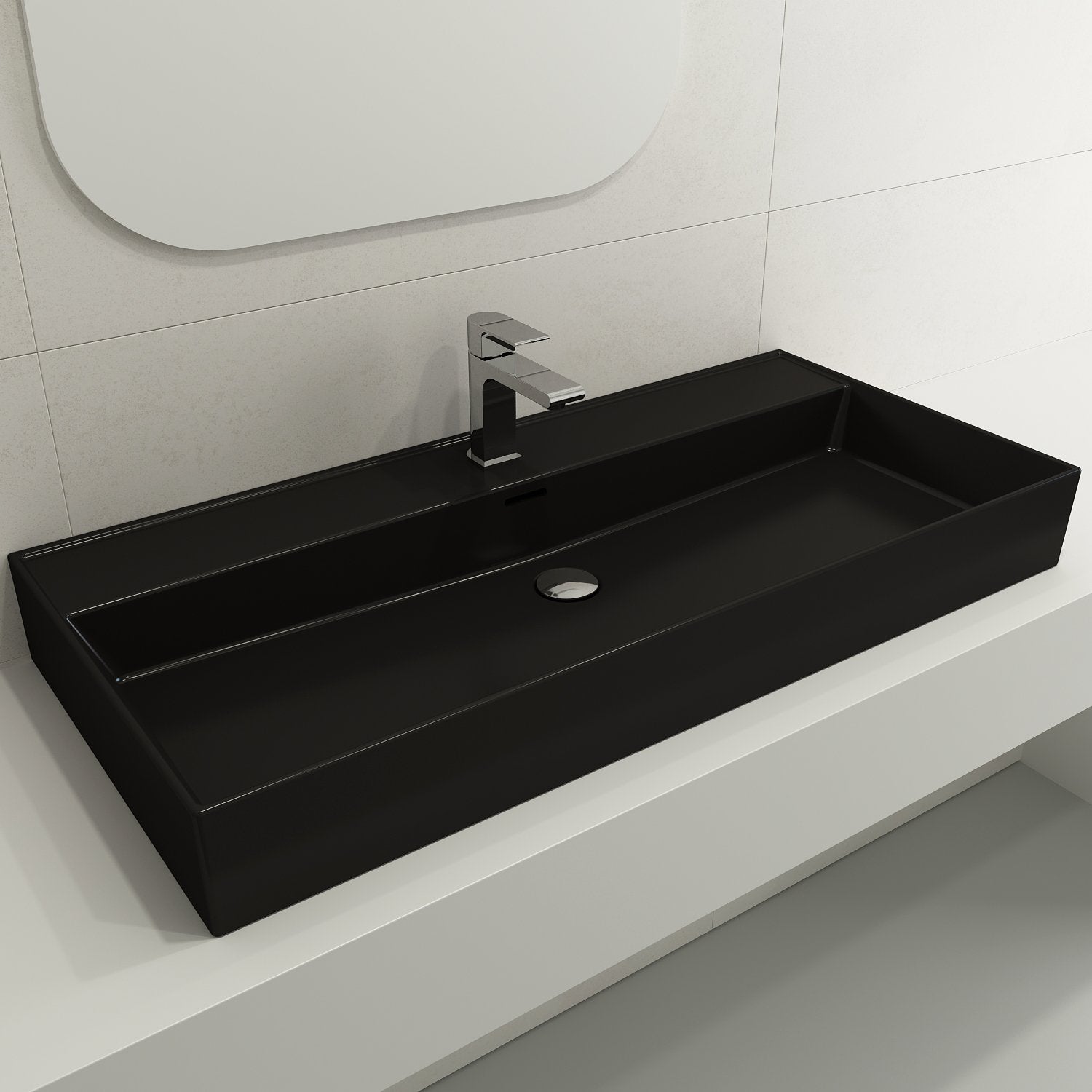 Milano Wall-Mounted Sink Fireclay  39.75 in. 1-Hole with Overflow 1378