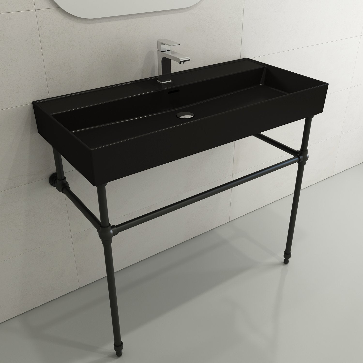 Milano Wall-Mounted Sink Fireclay  39.75 in. 1-Hole with Overflow 1378