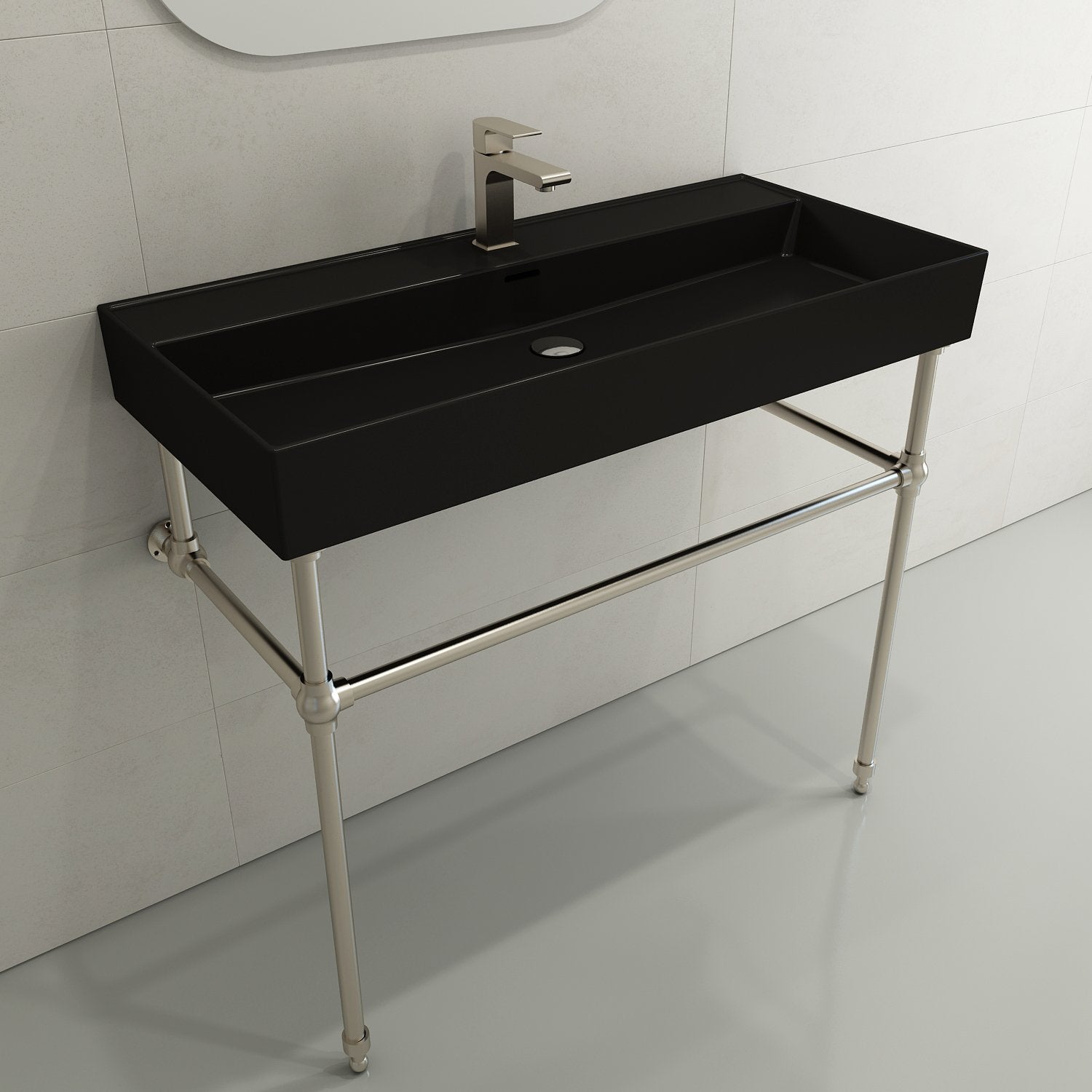 Milano Wall-Mounted Sink Fireclay  39.75 in. 1-Hole with Overflow 1378