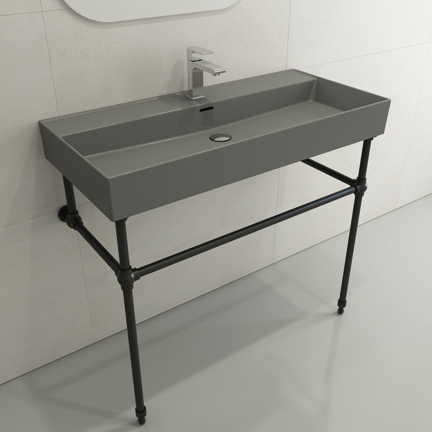 Milano Wall-Mounted Sink Fireclay  39.75 in. 1-Hole with Overflow 1378