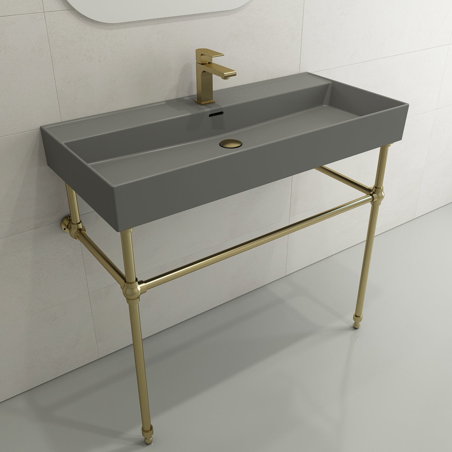 Milano Wall-Mounted Sink Fireclay  39.75 in. 1-Hole with Overflow 1378