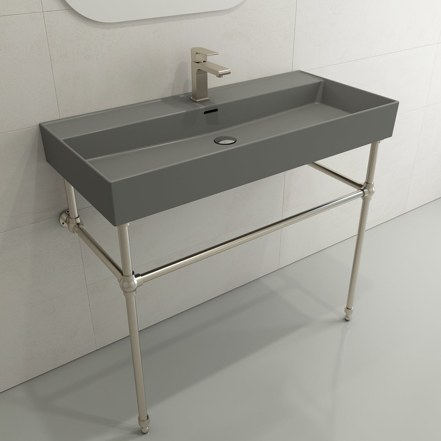 Milano Wall-Mounted Sink Fireclay  39.75 in. 1-Hole with Overflow 1378