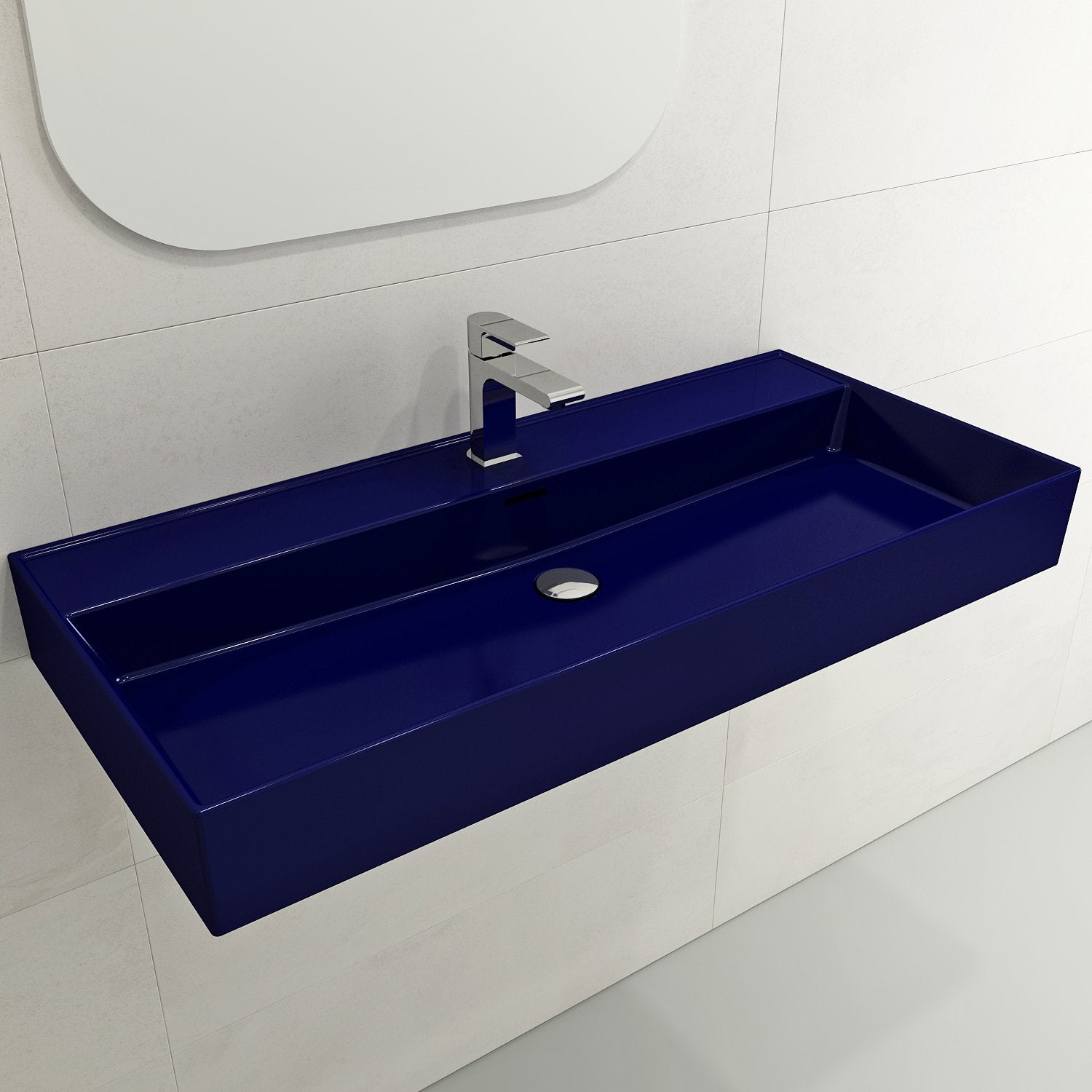 Milano Wall-Mounted Sink Fireclay  39.75 in. 1-Hole with Overflow 1378