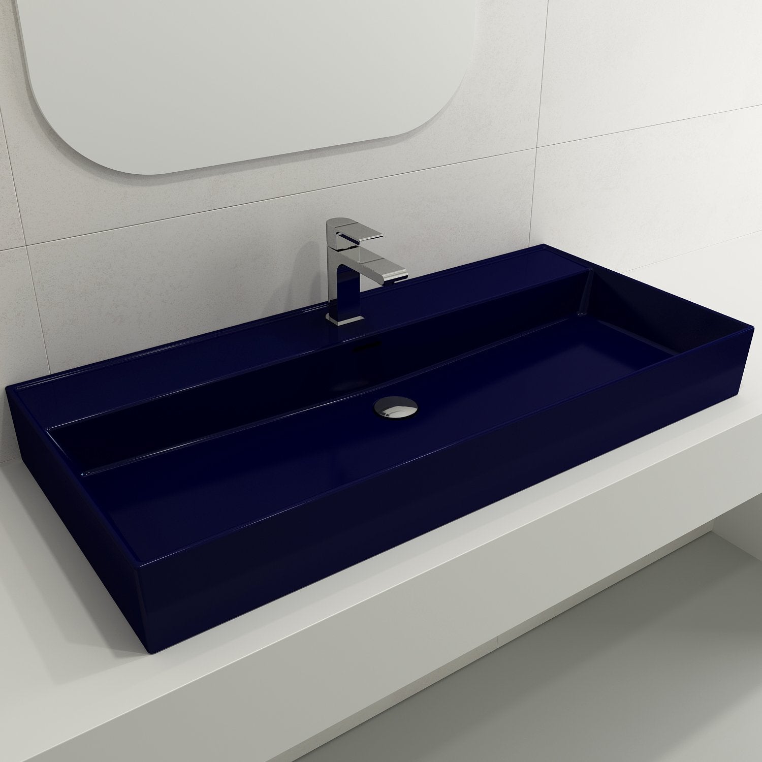 Milano Wall-Mounted Sink Fireclay  39.75 in. 1-Hole with Overflow 1378