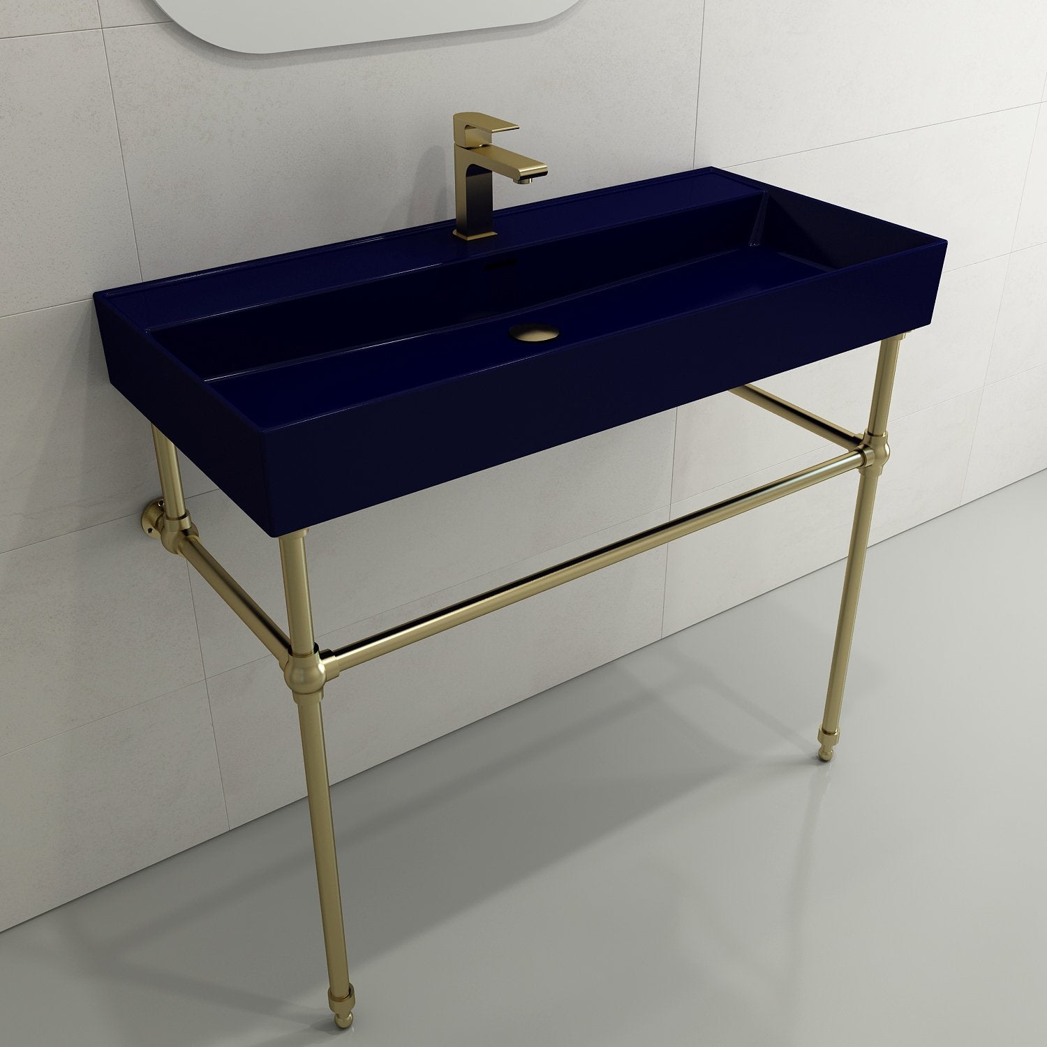 Milano Wall-Mounted Sink Fireclay  39.75 in. 1-Hole with Overflow 1378