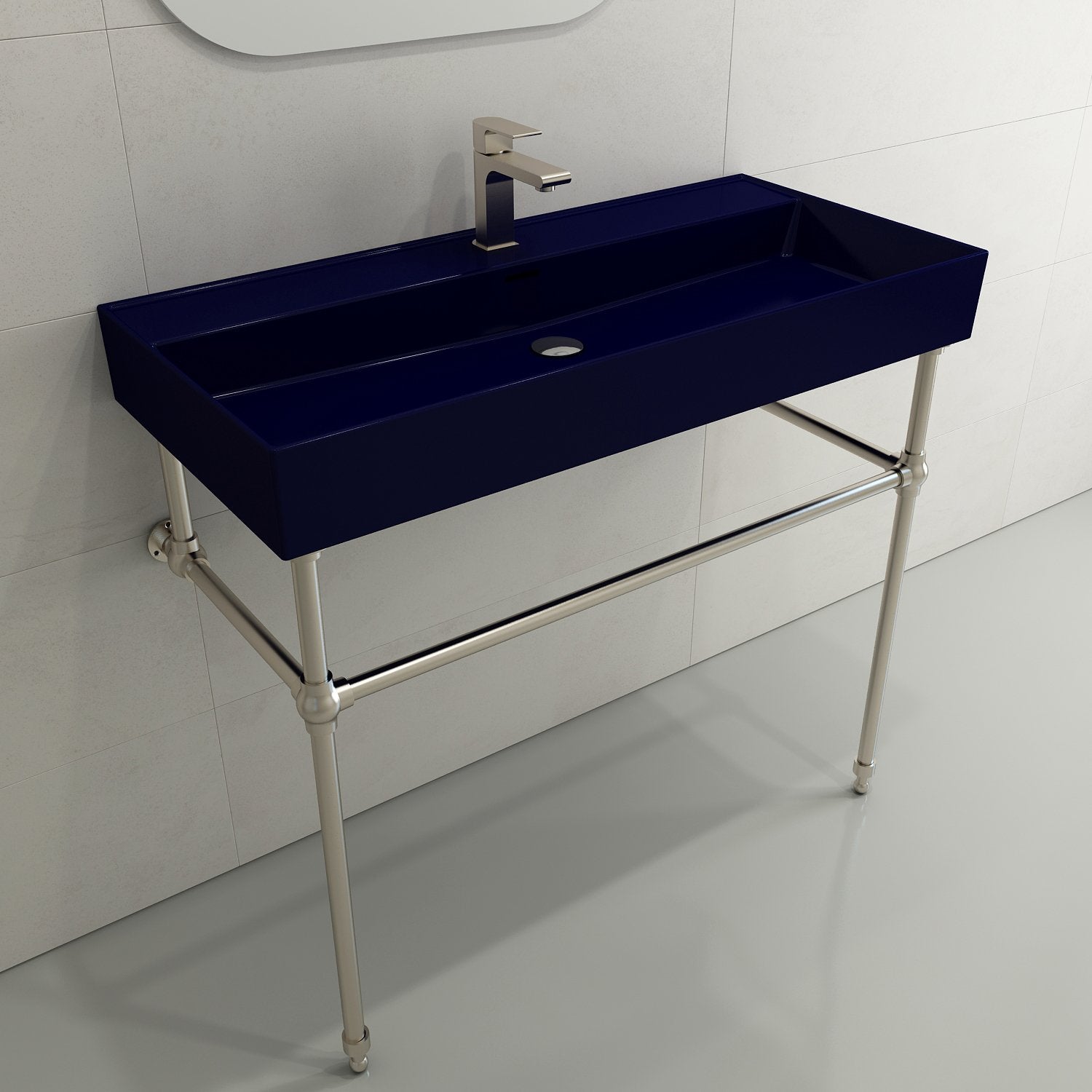 Milano Wall-Mounted Sink Fireclay  39.75 in. 1-Hole with Overflow 1378