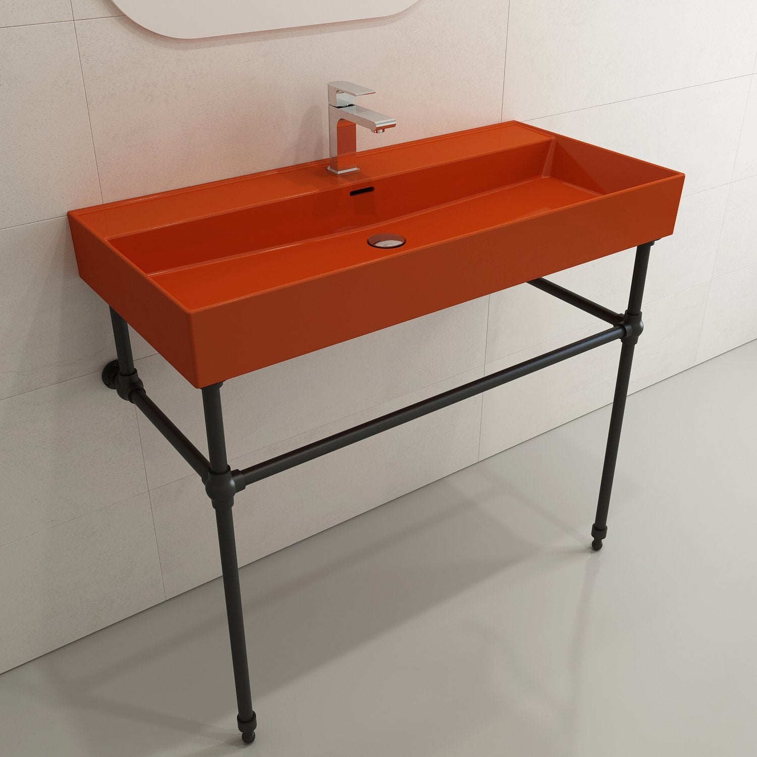 Milano Wall-Mounted Sink Fireclay  39.75 in. 1-Hole with Overflow 1378