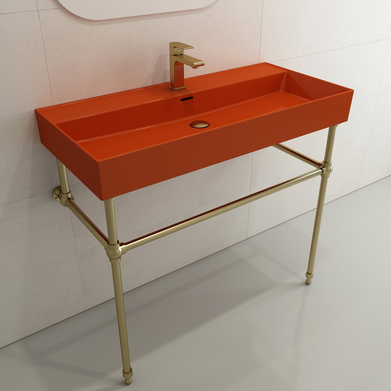Milano Wall-Mounted Sink Fireclay  39.75 in. 1-Hole with Overflow 1378