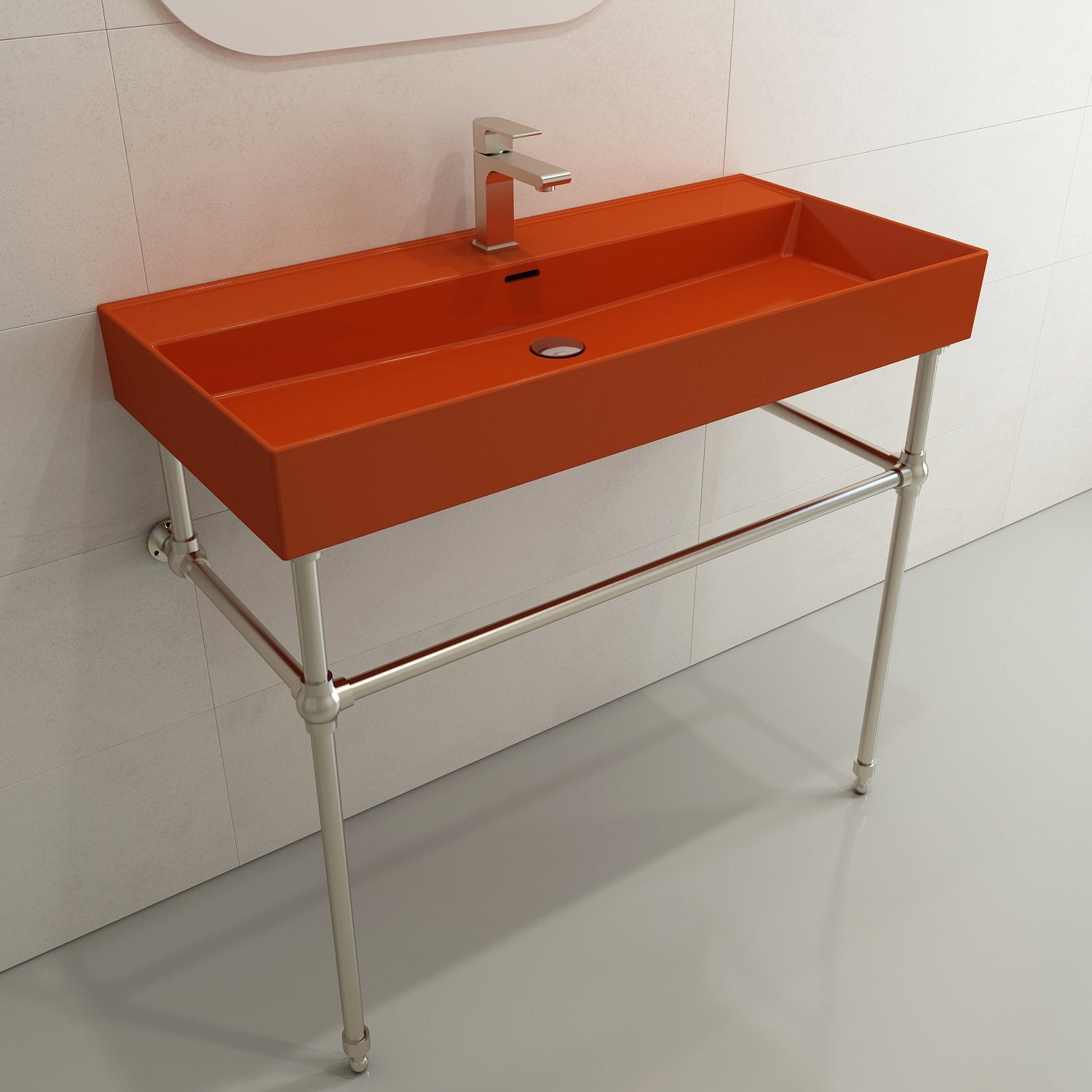 Milano Wall-Mounted Sink Fireclay  39.75 in. 1-Hole with Overflow 1378