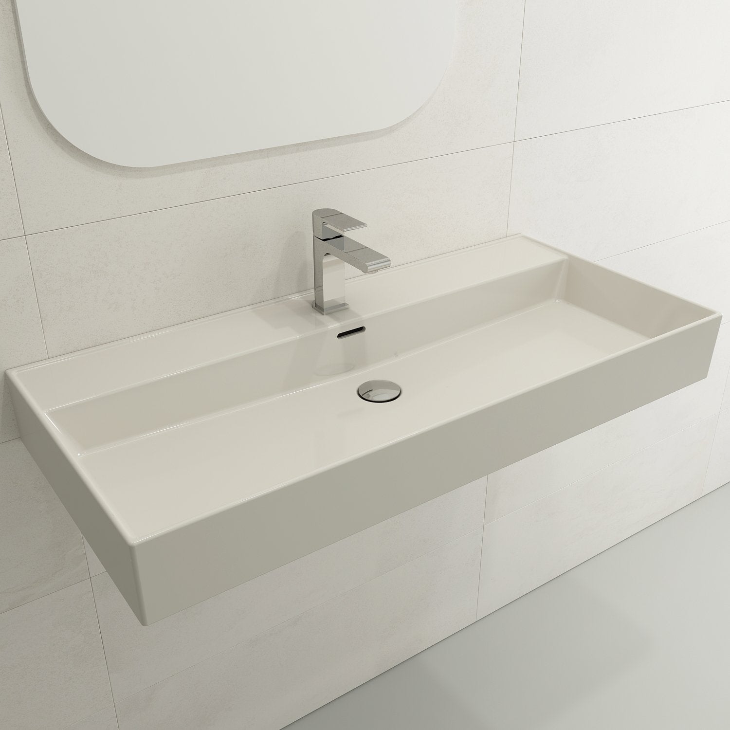 Milano Wall-Mounted Sink Fireclay  39.75 in. 1-Hole with Overflow 1378