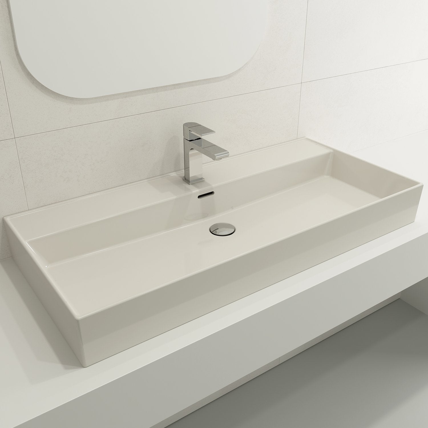 Milano Wall-Mounted Sink Fireclay  39.75 in. 1-Hole with Overflow 1378