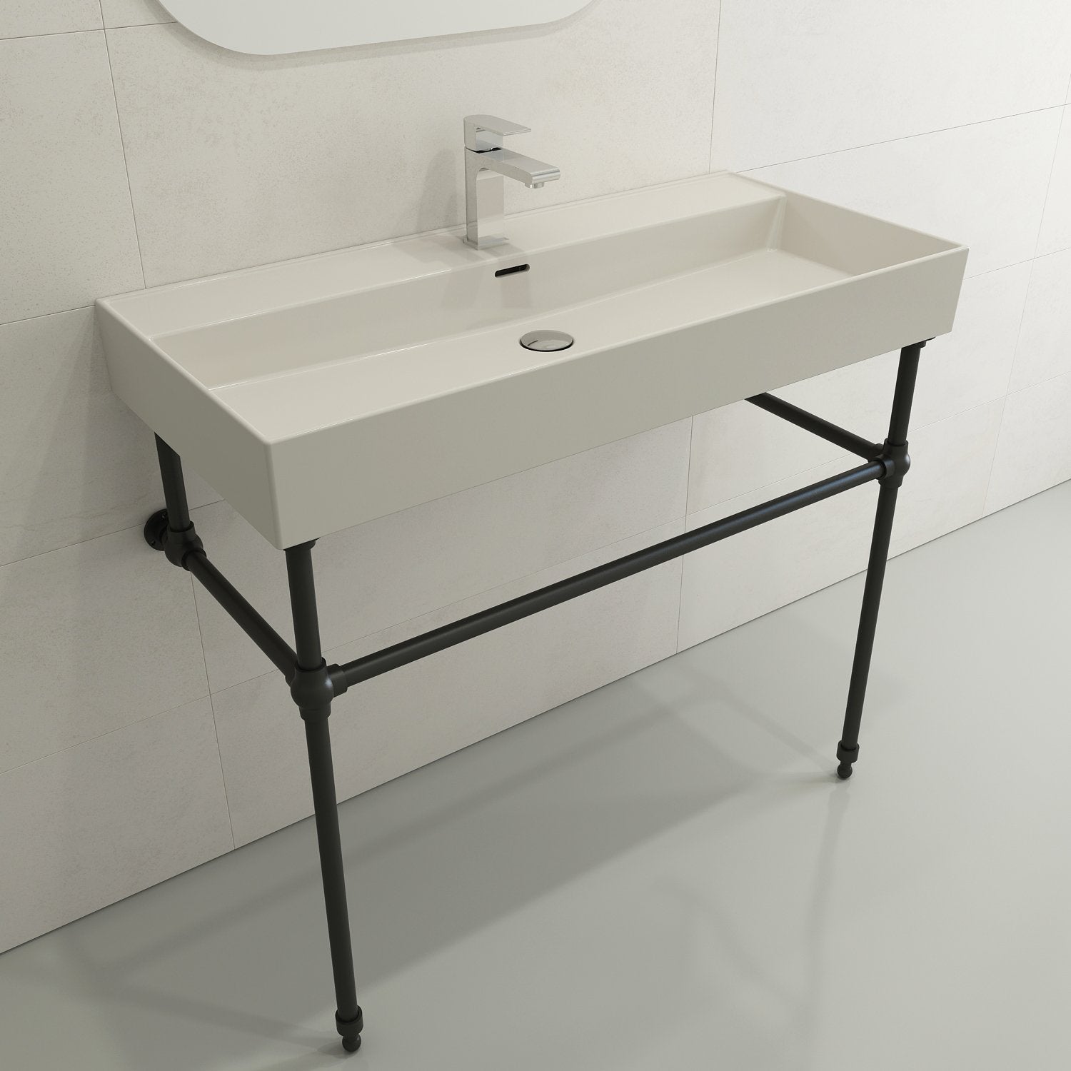 Milano Wall-Mounted Sink Fireclay  39.75 in. 1-Hole with Overflow 1378