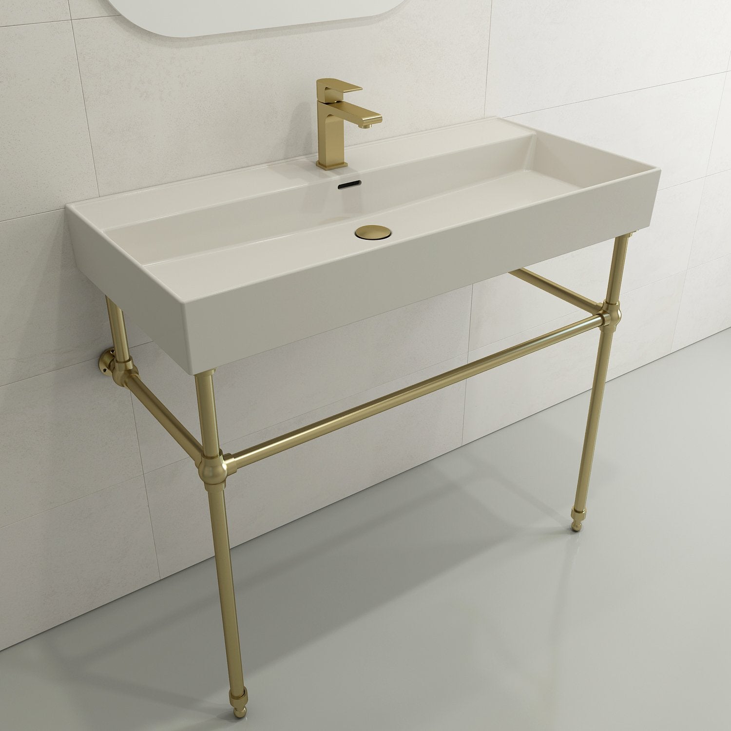 Milano Wall-Mounted Sink Fireclay  39.75 in. 1-Hole with Overflow 1378