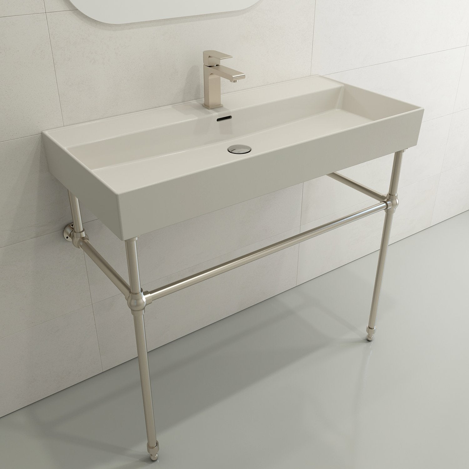Milano Wall-Mounted Sink Fireclay  39.75 in. 1-Hole with Overflow 1378