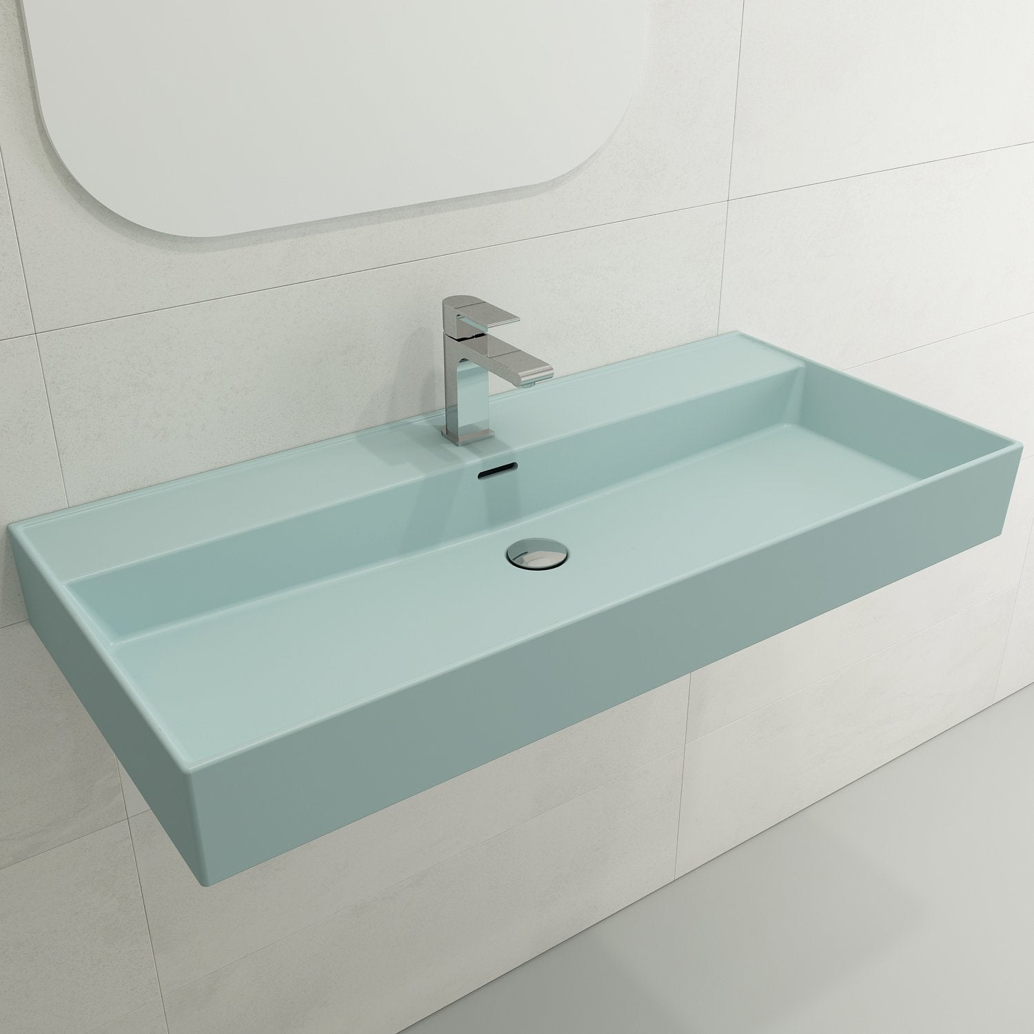 Milano Wall-Mounted Sink Fireclay  39.75 in. 1-Hole with Overflow 1378
