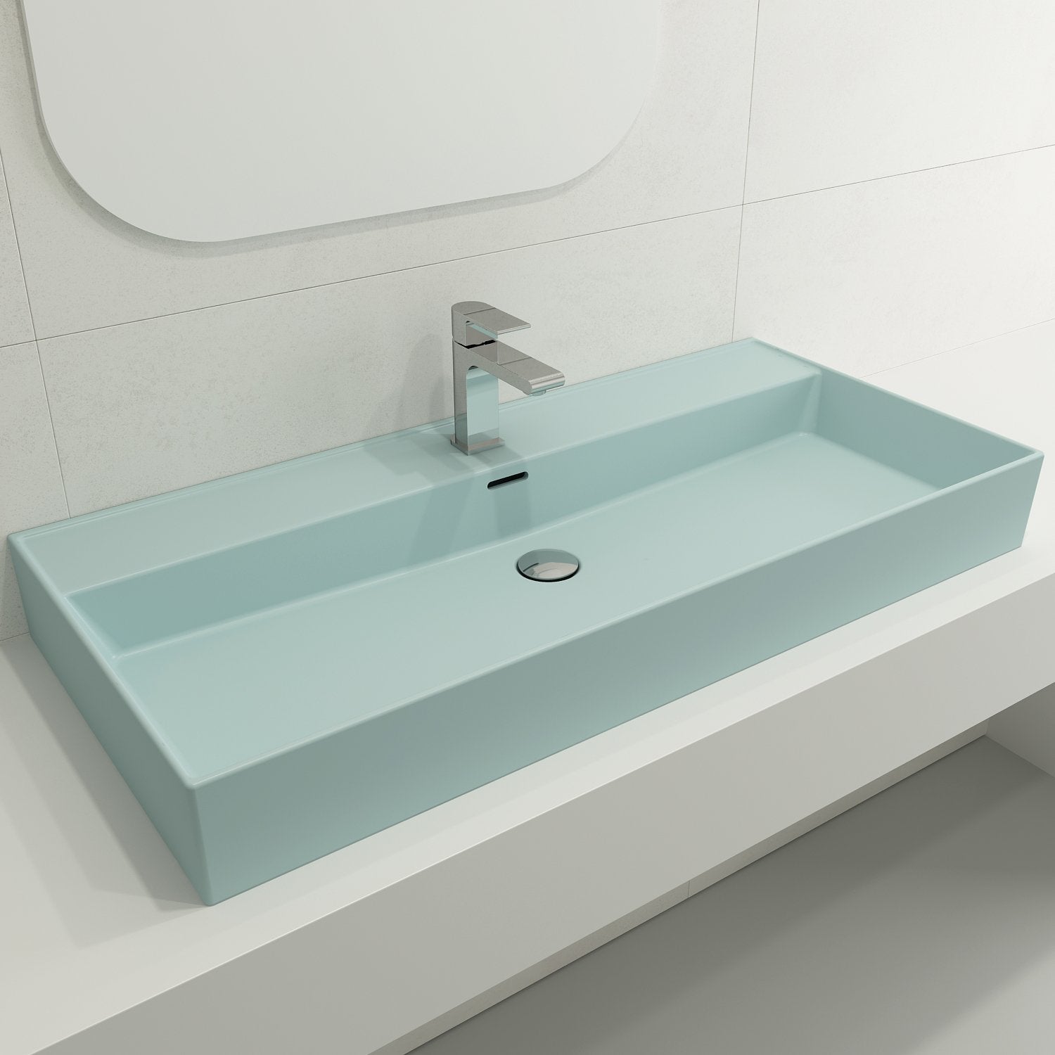 Milano Wall-Mounted Sink Fireclay  39.75 in. 1-Hole with Overflow 1378