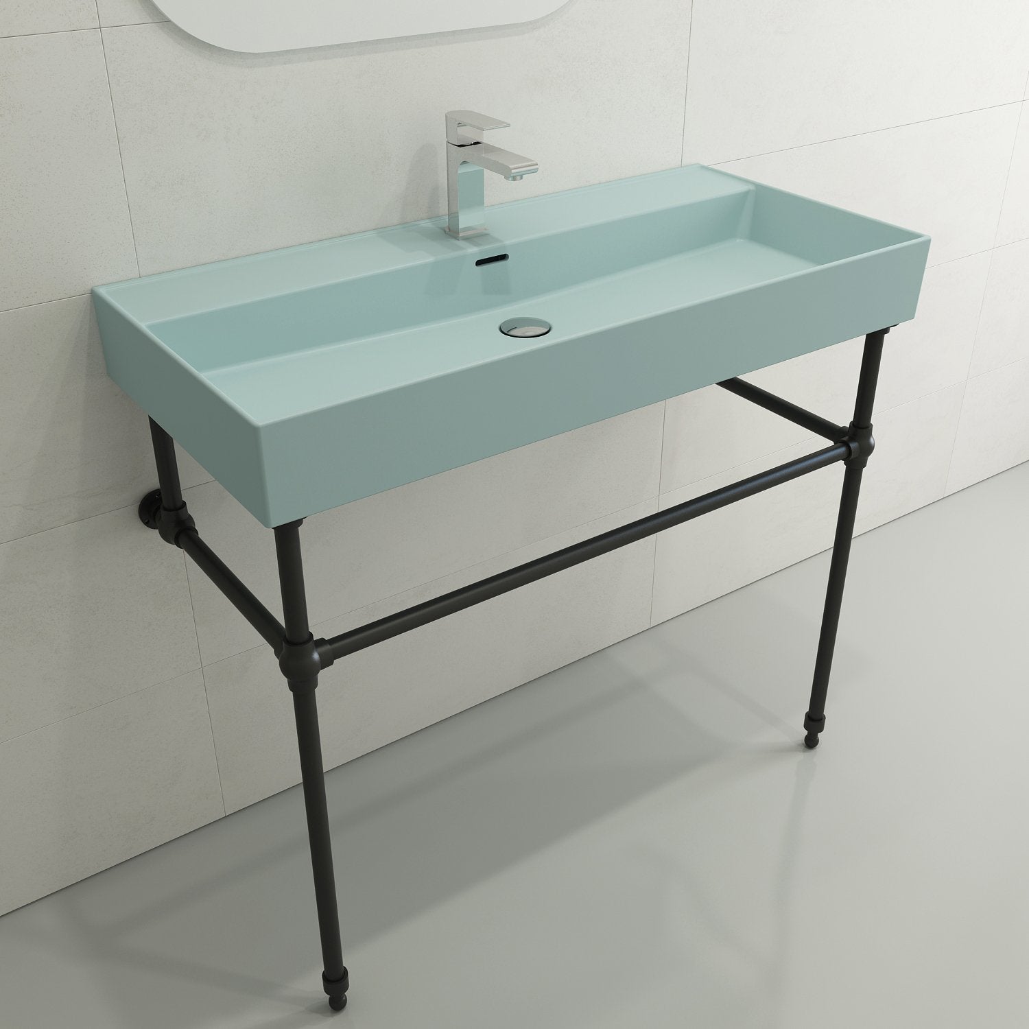 Milano Wall-Mounted Sink Fireclay  39.75 in. 1-Hole with Overflow 1378