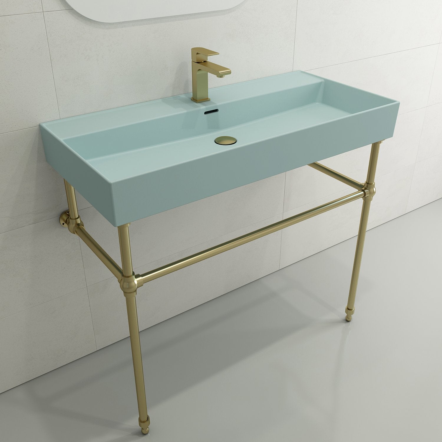 Milano Wall-Mounted Sink Fireclay  39.75 in. 1-Hole with Overflow 1378