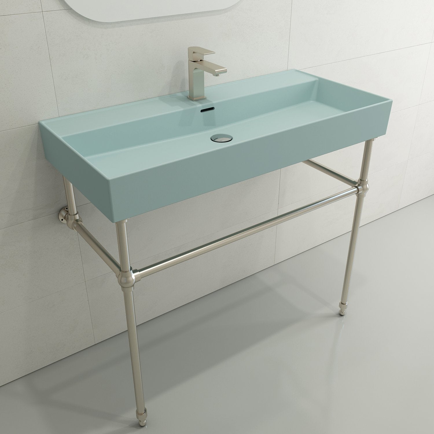 Milano Wall-Mounted Sink Fireclay  39.75 in. 1-Hole with Overflow 1378