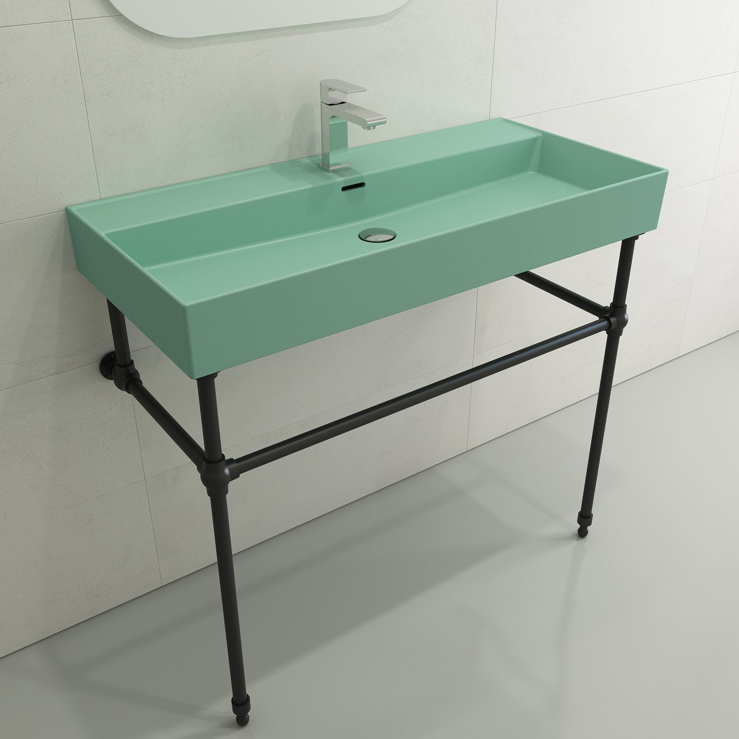 Milano Wall-Mounted Sink Fireclay  39.75 in. 1-Hole with Overflow 1378