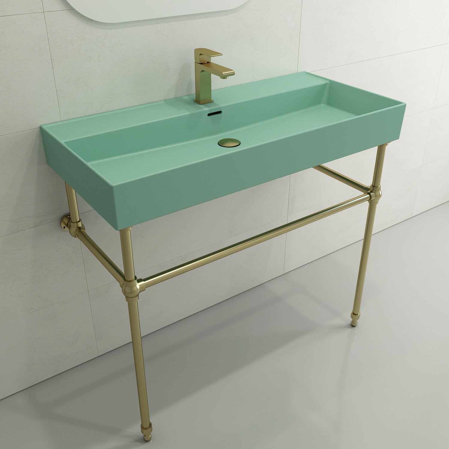 Milano Wall-Mounted Sink Fireclay  39.75 in. 1-Hole with Overflow 1378