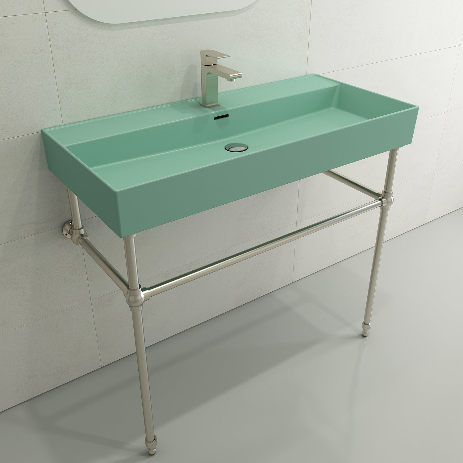 Milano Wall-Mounted Sink Fireclay  39.75 in. 1-Hole with Overflow 1378