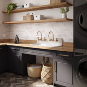 MAIDSTONE Nicholas 36 Inch Cast Iron Kitchen / Bathroom Sink 2 Pair of 8" Faucet Drillings