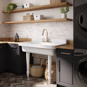 MAIDSTONE Benjamin 48 Inch Cast Iron Wall Mount Farmhouse Trough Sink