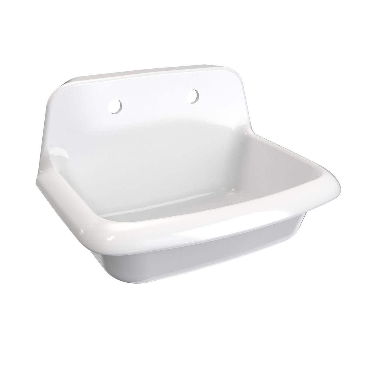 MAIDSTONE 24 Inch Porcelain Wall Mount Utility Sink - White - 8 Inch Faucet Holes