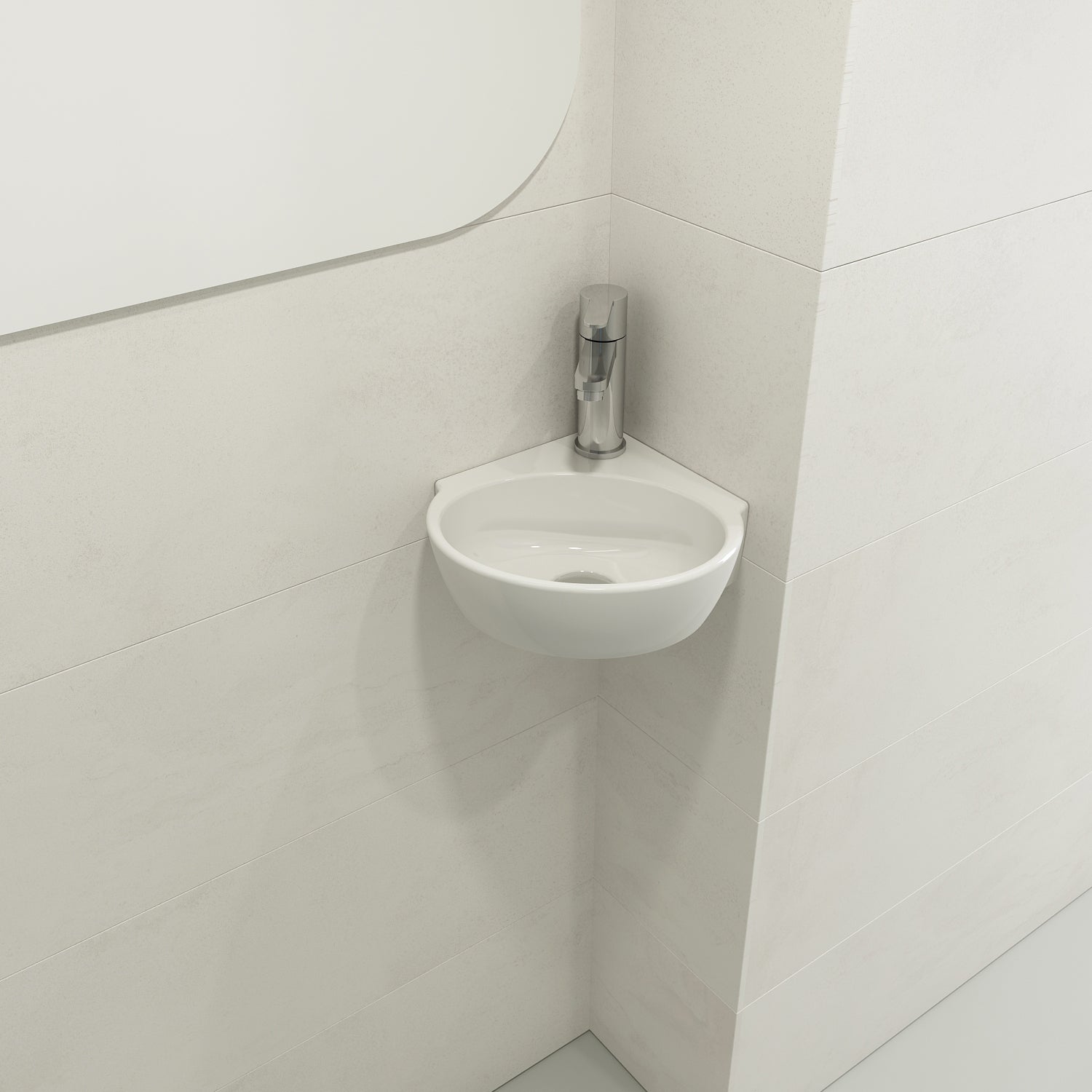 Milano Corner Sink Fireclay 12 in. 1-Hole with Overflow 1392