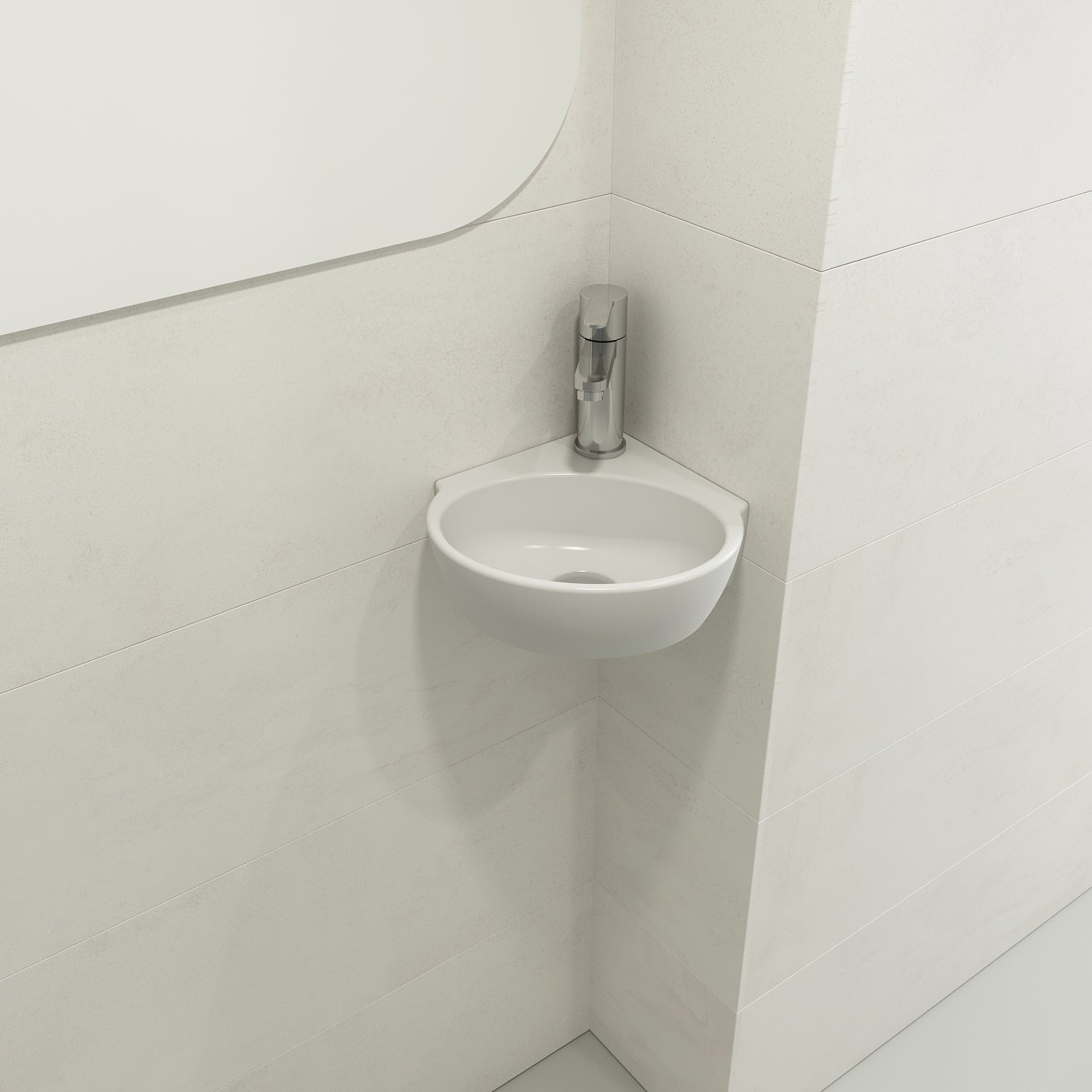Milano Corner Sink Fireclay 12 in. 1-Hole with Overflow 1392