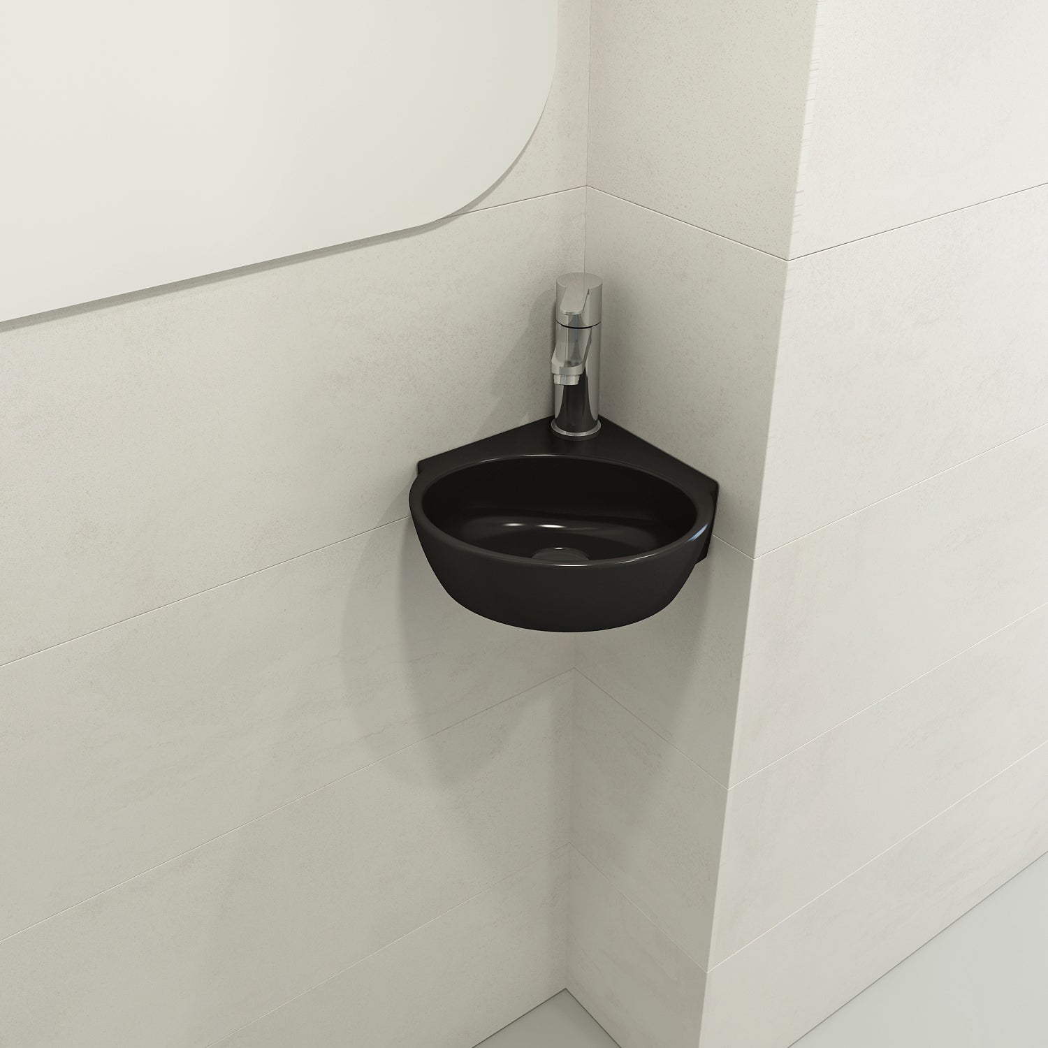 Milano Corner Sink Fireclay 12 in. 1-Hole with Overflow 1392