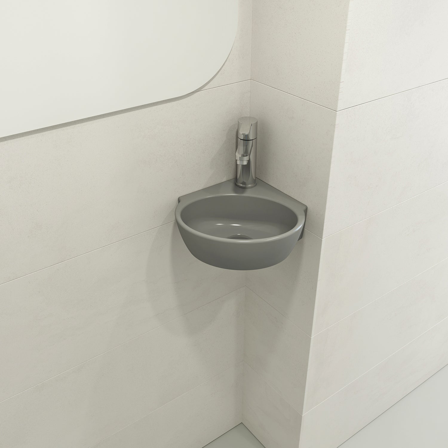 Milano Corner Sink Fireclay 12 in. 1-Hole with Overflow 1392