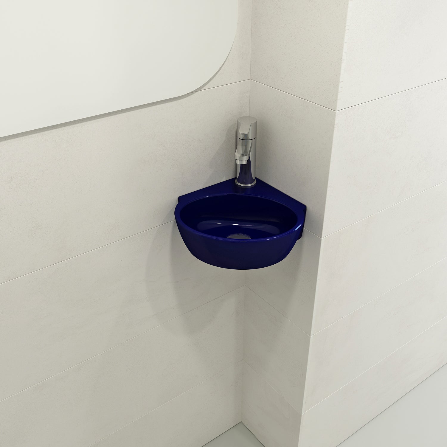 Milano Corner Sink Fireclay 12 in. 1-Hole with Overflow 1392