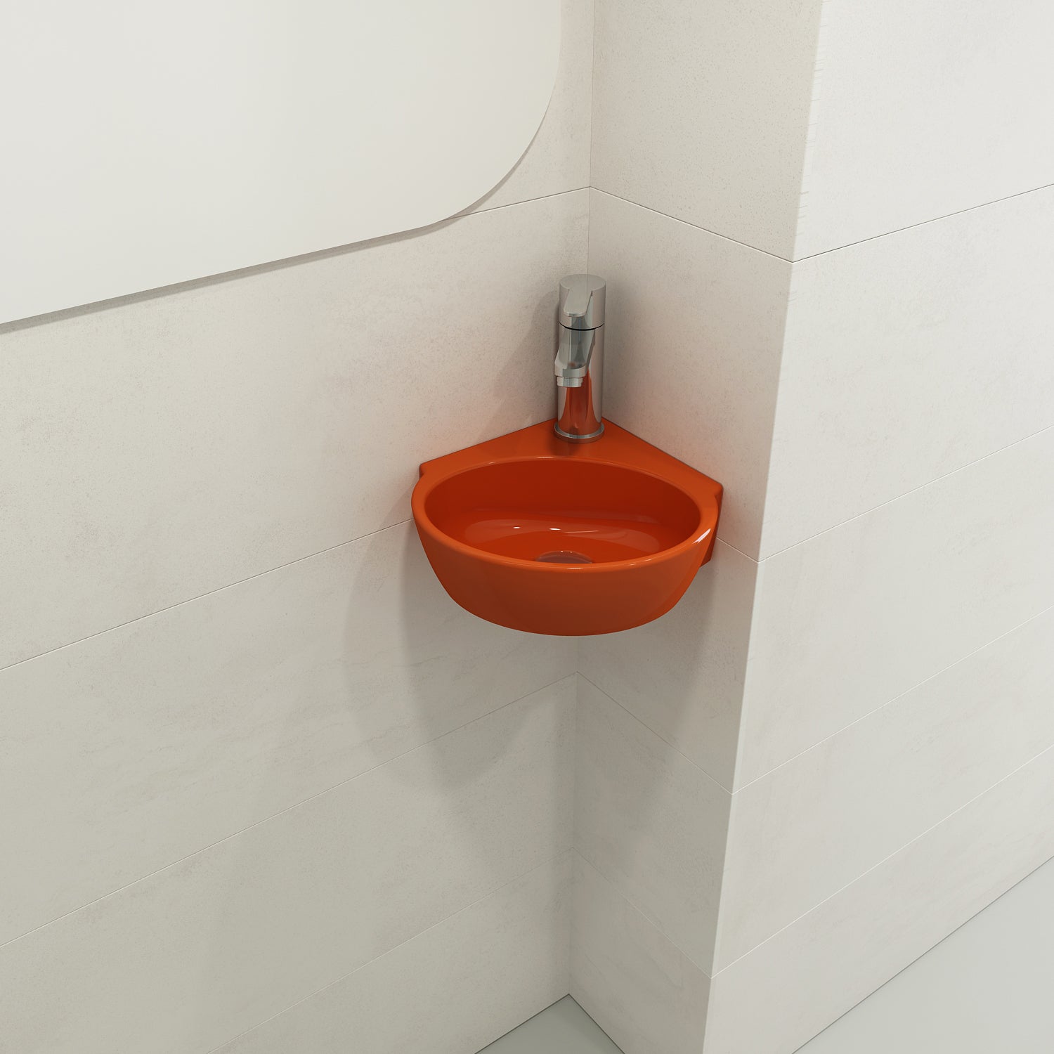 Milano Corner Sink Fireclay 12 in. 1-Hole with Overflow 1392