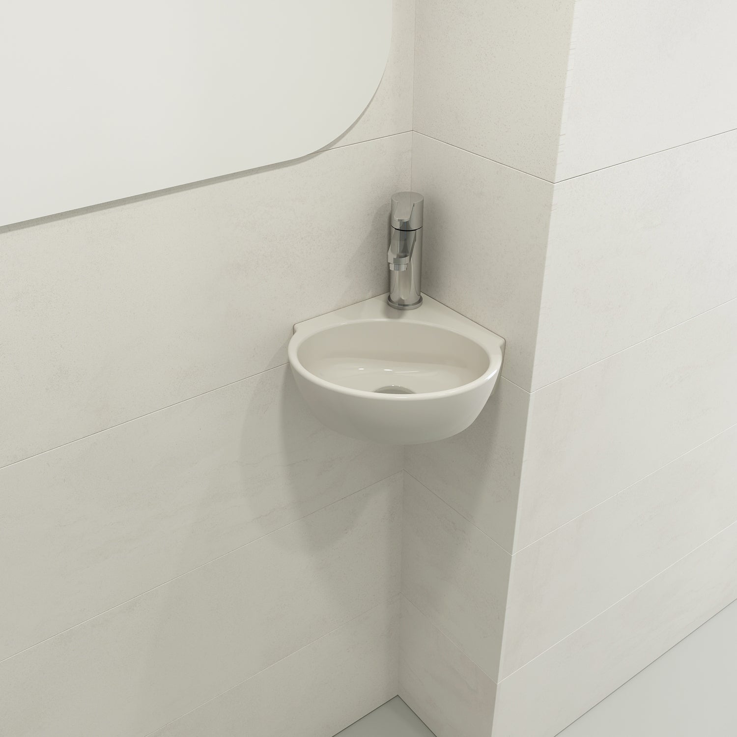 Milano Corner Sink Fireclay 12 in. 1-Hole with Overflow 1392