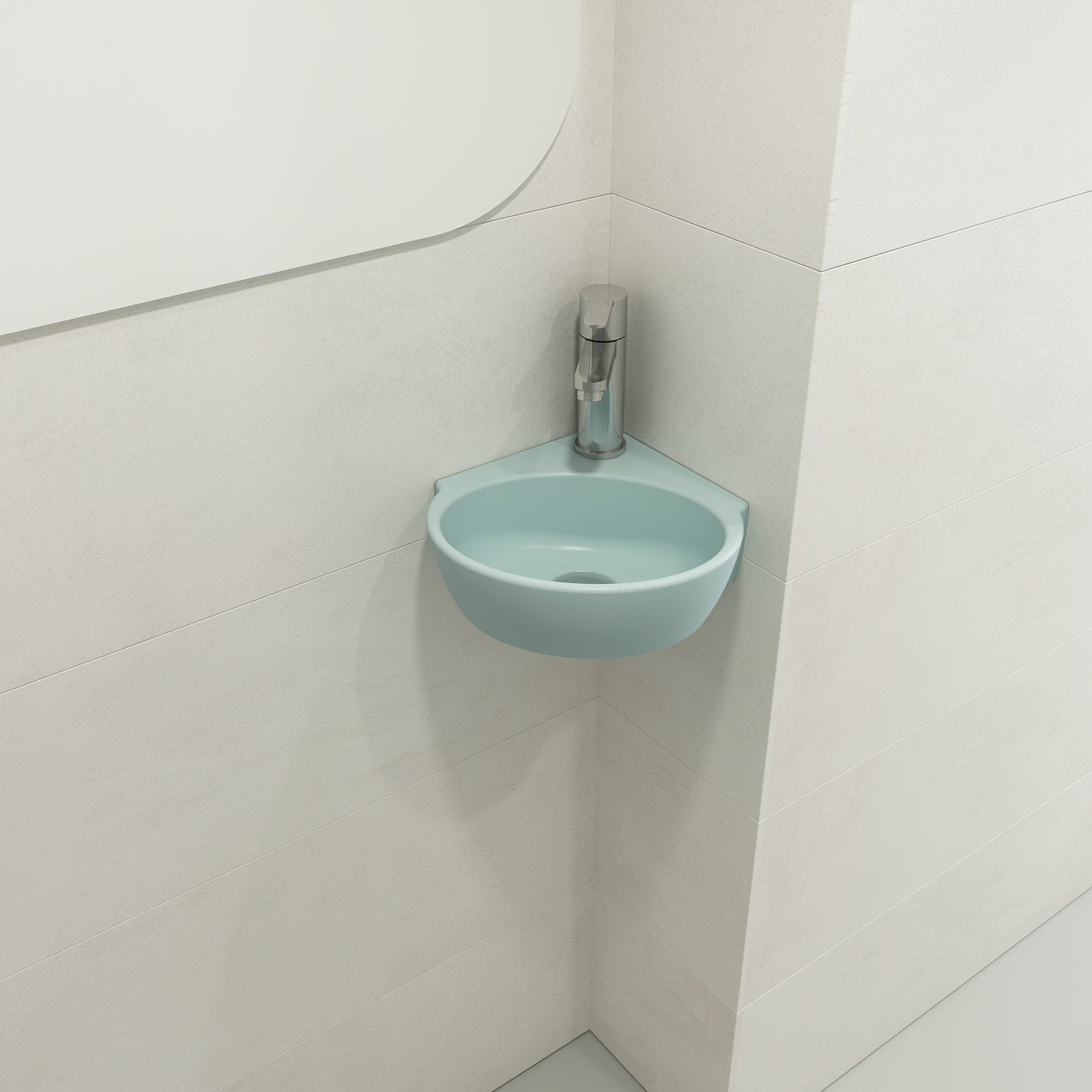 Milano Corner Sink Fireclay 12 in. 1-Hole with Overflow 1392