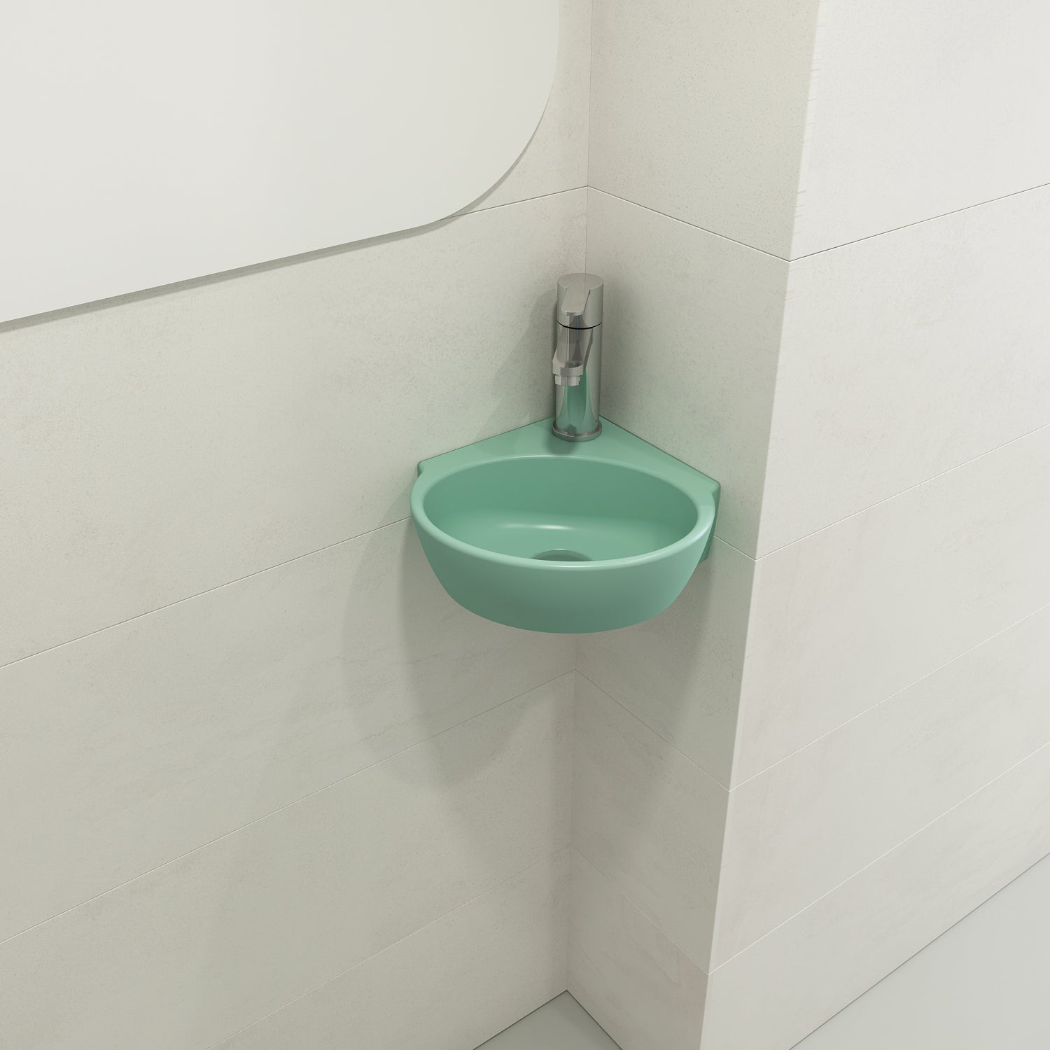 Milano Corner Sink Fireclay 12 in. 1-Hole with Overflow 1392