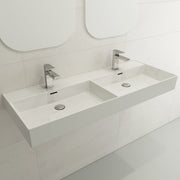 Milano Wall-Mounted Sink Fireclay  47.75 in. Double Bowl for Two 1-Hole Faucets with Overflows 1393