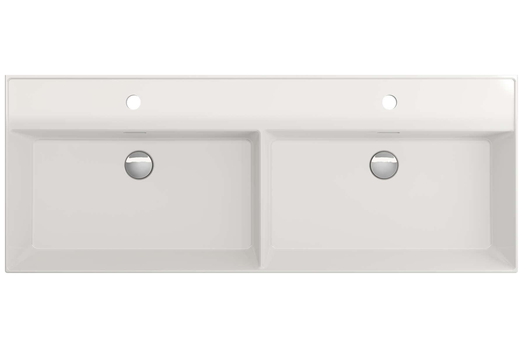 Milano Wall-Mounted Sink Fireclay  47.75 in. Double Bowl for Two 1-Hole Faucets with Overflows 1393