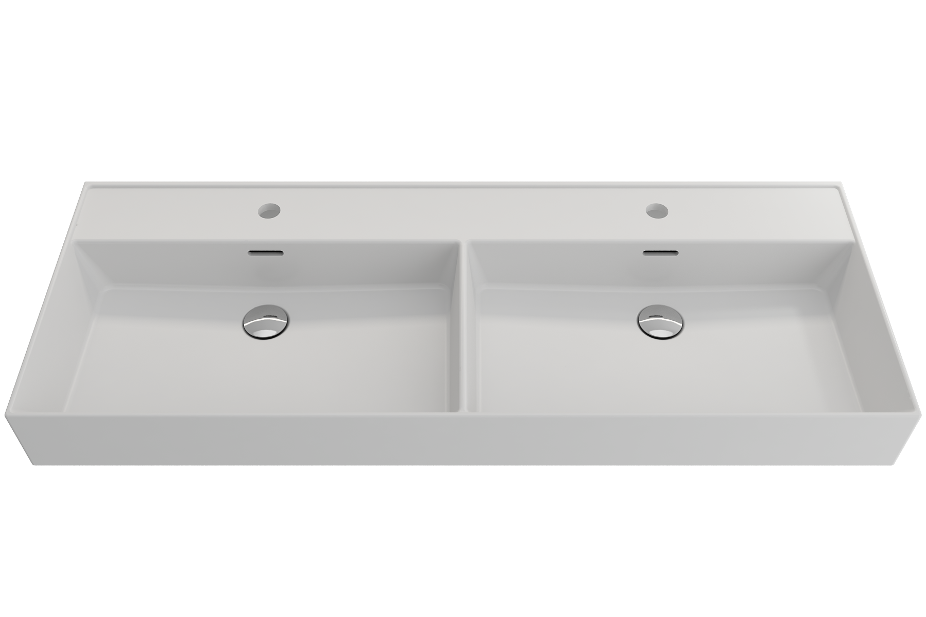 Milano Wall-Mounted Sink Fireclay  47.75 in. Double Bowl for Two 1-Hole Faucets with Overflows 1393