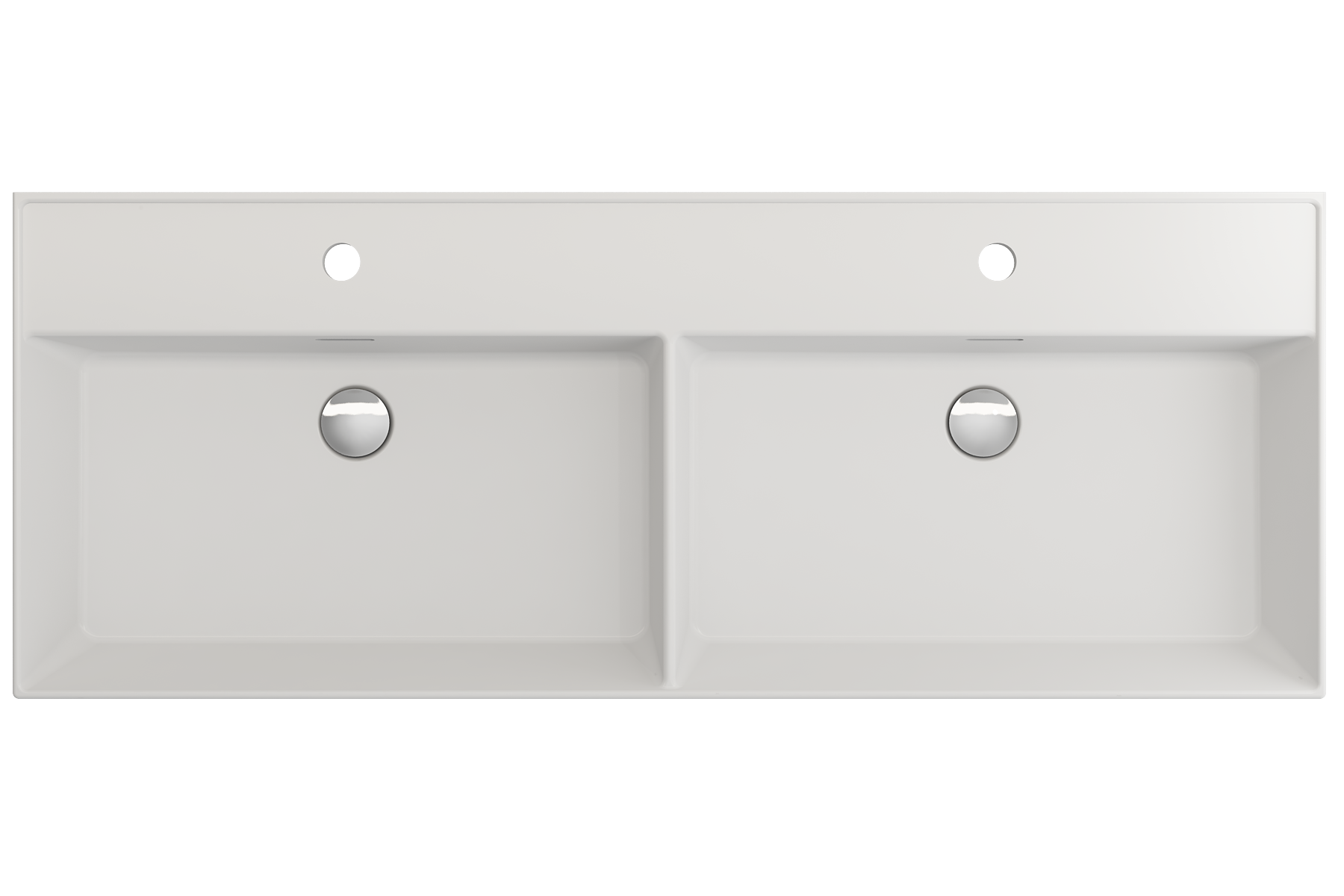 Milano Wall-Mounted Sink Fireclay  47.75 in. Double Bowl for Two 1-Hole Faucets with Overflows 1393