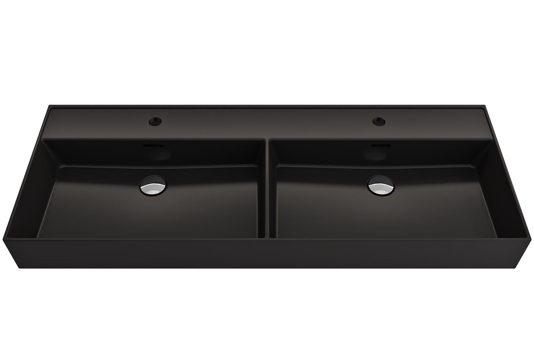 Milano Wall-Mounted Sink Fireclay  47.75 in. Double Bowl for Two 1-Hole Faucets with Overflows 1393